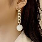 Shell Disc Chunky Chain Dangle Earring 1 Pair - 925 Silver Needle - As Shown In Figure - One Size