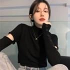 Cut-out Button-cuff Sweater