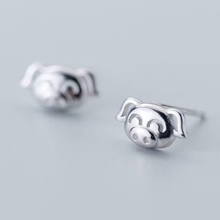 925 Sterling Silver Cat Stud Earring S925 Silver Earrings - One Size