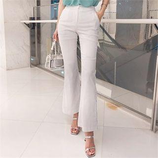 Button-hem Boot-cut Pants