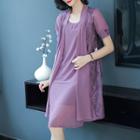 Set: Sleeveless Dress + Short-sleeve Light Jacket