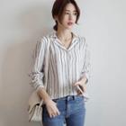 Striped Floral Loose-fit Blouse