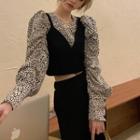 Puff-sleeve Leopard Print Blouse / Camisole Top