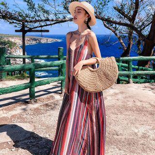Print Strappy Maxi Sundress As Shown In Figure - One Size