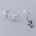 Non-matching 925 Sterling Silver Panda & Bamboo Dangle Earring As Shown In Figure - One Size