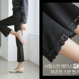 Lace-hem Semi Boot-cut Pants