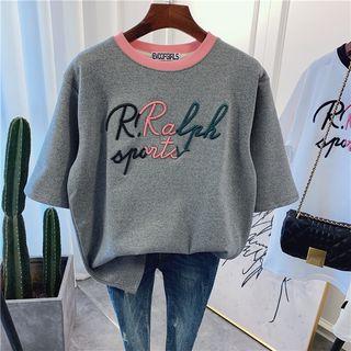 Elbow-sleeve Letter Sweatshirt