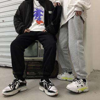 Fleece-lined Plain Jogger Pants
