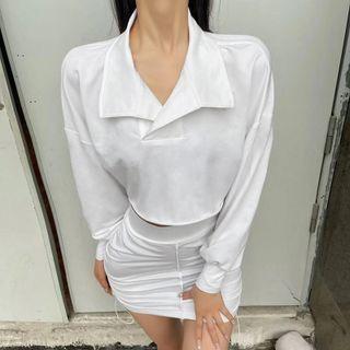 Set: Cropped Sweatshirt + Drawstring Mini Skirt