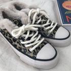 Lace-up Leopard Faux-fur Sneakers