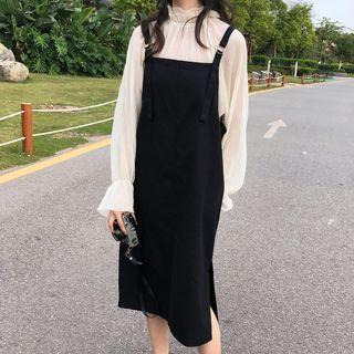 Slit Midi Jumper Dress Black - One Size