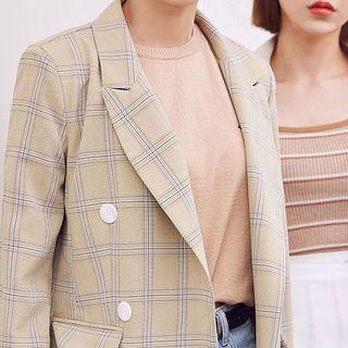 Dual-breasted Checked Jacket