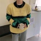 Color Block Sweater Yellow & Black & Green - One Size