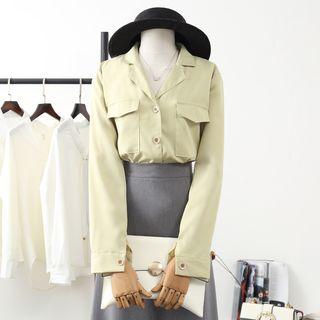 Flap Pocket Chiffon Blouse