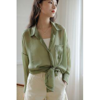 Set: Plain Shirt + Rib Knit Camisole Top