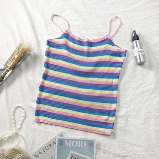 Embroidered Striped Top / Striped Vest