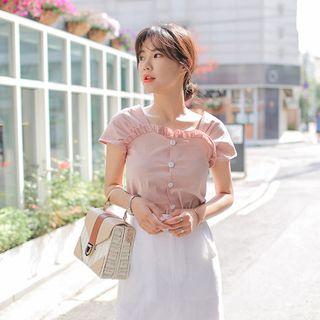 Cap-sleeve Frilled Top