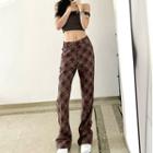 Plaid Boot Cut Jeans