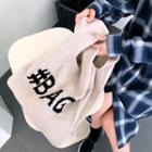 Letter-embroidered Knit Shopper Bag