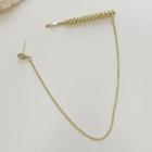 Faux Pearl / Rhinestone Chained Hair Clip Earring