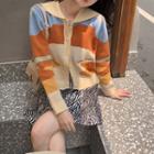 Pattern Jacquard Embroidered Knit Cardigan Almond - One Size