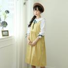 Pastel-color Overall Dress Yellow - One Size