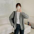 Plus Size V-neck Drop-shoulder Cardigan