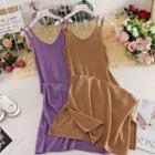 Plain Split Knit Sleeveless Dress