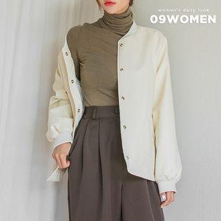 Plain Pleather Bomber Jacket