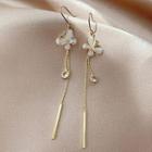 Rhinestone Floral Dangle Earring 1 Pair - Gold Plating - As Shown In Figure - One Size