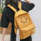 Smile Print Nylon Zip Backpack