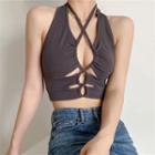 Cross Strap Lace-up Crop Tank Top