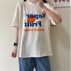 Short-sleeve Fruit Printed Lettering T-shirt