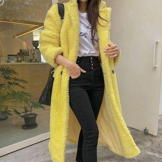 Double-breasted Fleece Chesterfield Coat