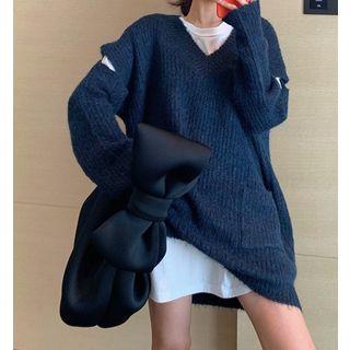 V-neck Cutout Long Sweater