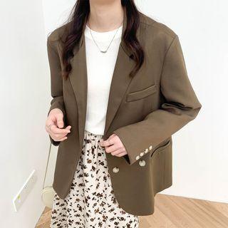 Plain Button-up Oversize Pocket Blazer