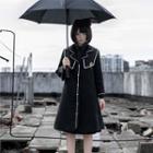 Contrast Trim Sailor-collar Button-up Coat