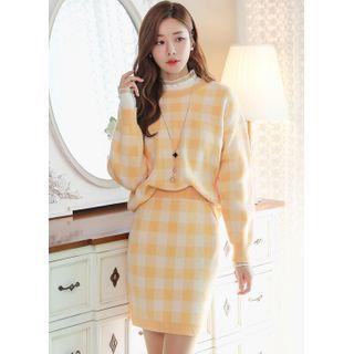 Knit Set: Checked Sweater + Miniskirt