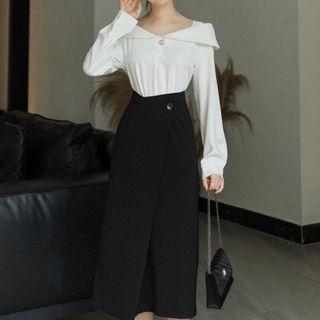 Set : Off-shoulder Shirt + Skirt