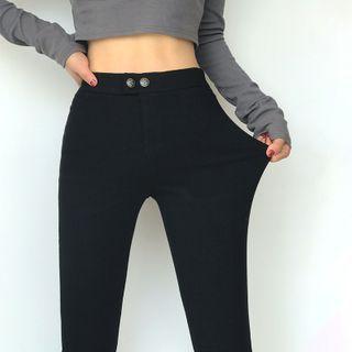 Double Buttoned High-waist Stretched Jeans