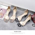 Dotted Ankle Strap Chunky-heel Sandals