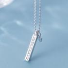 925 Sterling Silver Rhinestone Bar Pendant Necklace S925 Silver Necklace - One Size