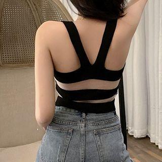 Open-back Sleeveless Top Black - One Size