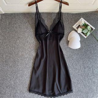 Lace Panel Silk Night Dress