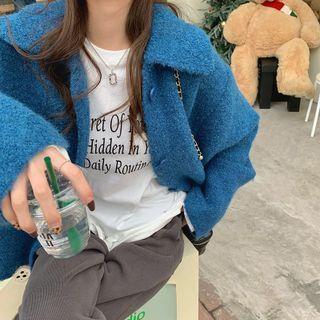 Plain Loose-fit Jacket / Long-sleeve Lettering T-shirt