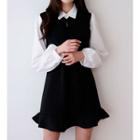 Color-block Ruffle-hem Minidress