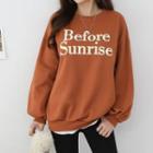 Letter-printed Fleece-lined Loose-fit Pullover