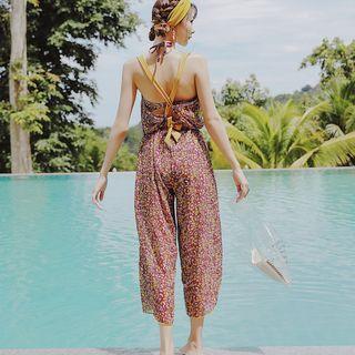 Set: Print Bikini + Sleeveless Swim Top + Cropped Pants