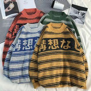 Printed Striped Knit Sweater