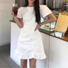 Short-sleeve Frill Hem Minidress